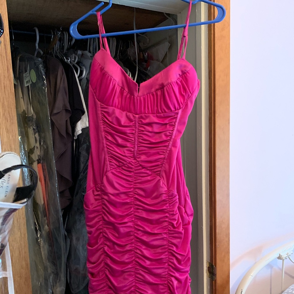 Bebe fuchsia corset stretch dress